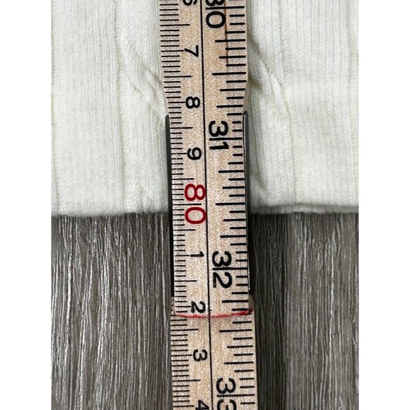 J J Authentic Women’s M/L V-Neck‎ Knit Sweater Dress Cream Ribbed Long Sleeve - Picture 4 of 7